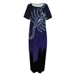 Scorpio Constellation Print Short Sleeve Long Nightdress