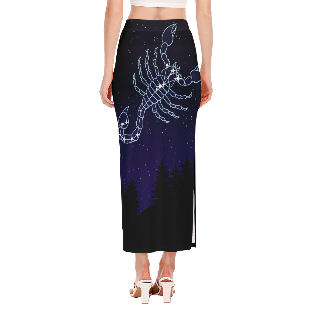 Scorpio Constellation Print Side Slit Maxi Skirt