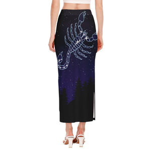 Scorpio Constellation Print Side Slit Maxi Skirt