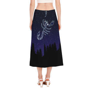 Scorpio Constellation Print Side Slit Midi Skirt