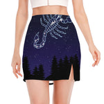 Scorpio Constellation Print Side Slit Mini Skirt