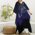 Scorpio Constellation Print Silk V-Neck Kaftan Dress