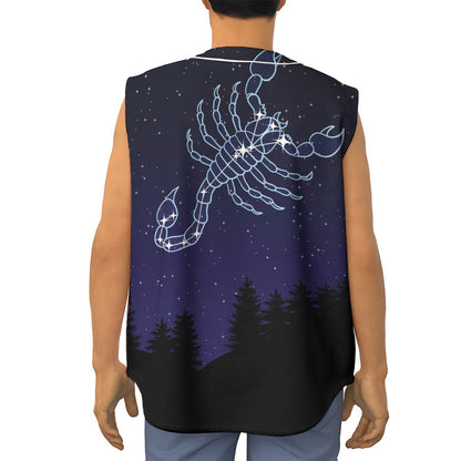 Scorpio Constellation Print Sleeveless Baseball Jersey