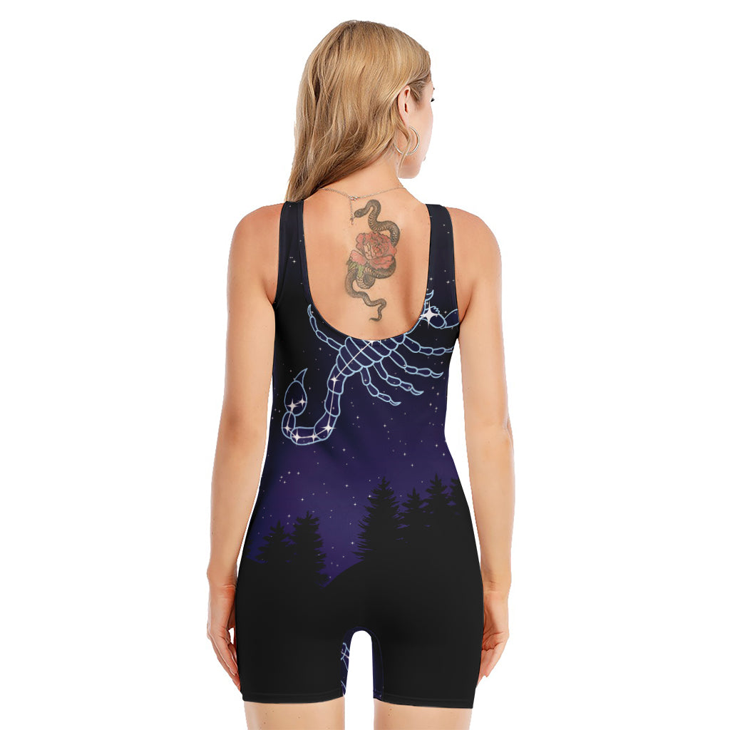 Scorpio Constellation Print Sleeveless One Piece Swimsuit