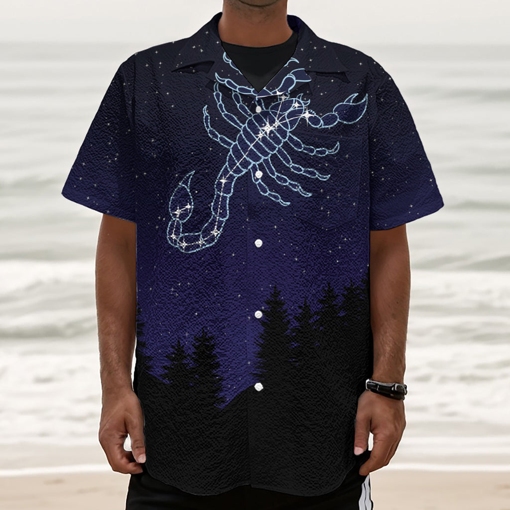 Scorpio Constellation Print Textured Short Sleeve Shirt