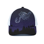 Scorpio Constellation Print White Mesh Trucker Cap