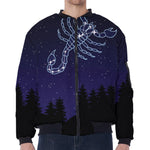 Scorpio Constellation Print Zip Sleeve Bomber Jacket