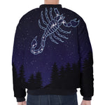 Scorpio Constellation Print Zip Sleeve Bomber Jacket