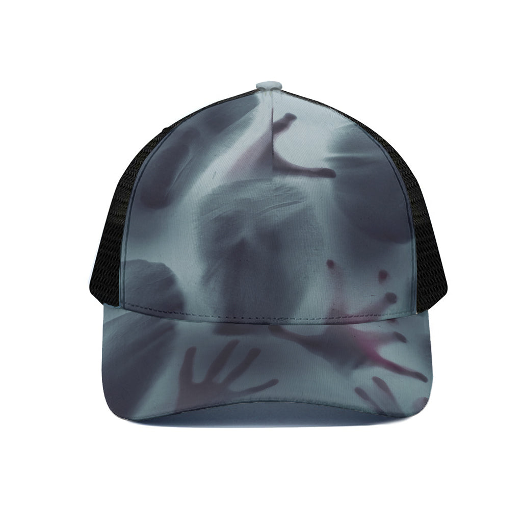 Screaming Horror Ghost 3D Print Black Mesh Trucker Cap