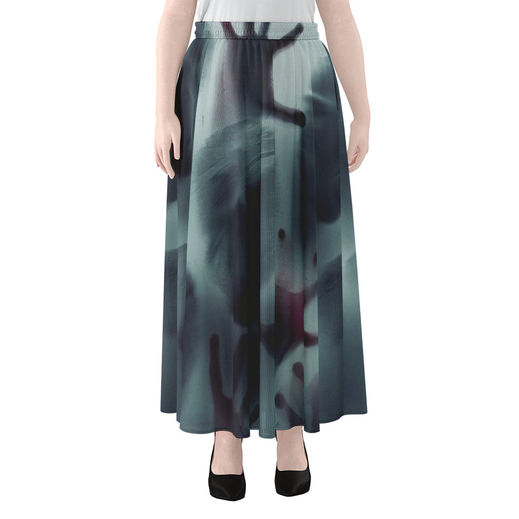 Screaming Horror Ghost 3D Print Chiffon Maxi Skirt