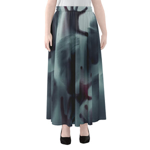 Screaming Horror Ghost 3D Print Chiffon Maxi Skirt