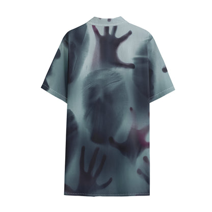 Screaming Horror Ghost 3D Print Cotton Hawaiian Shirt