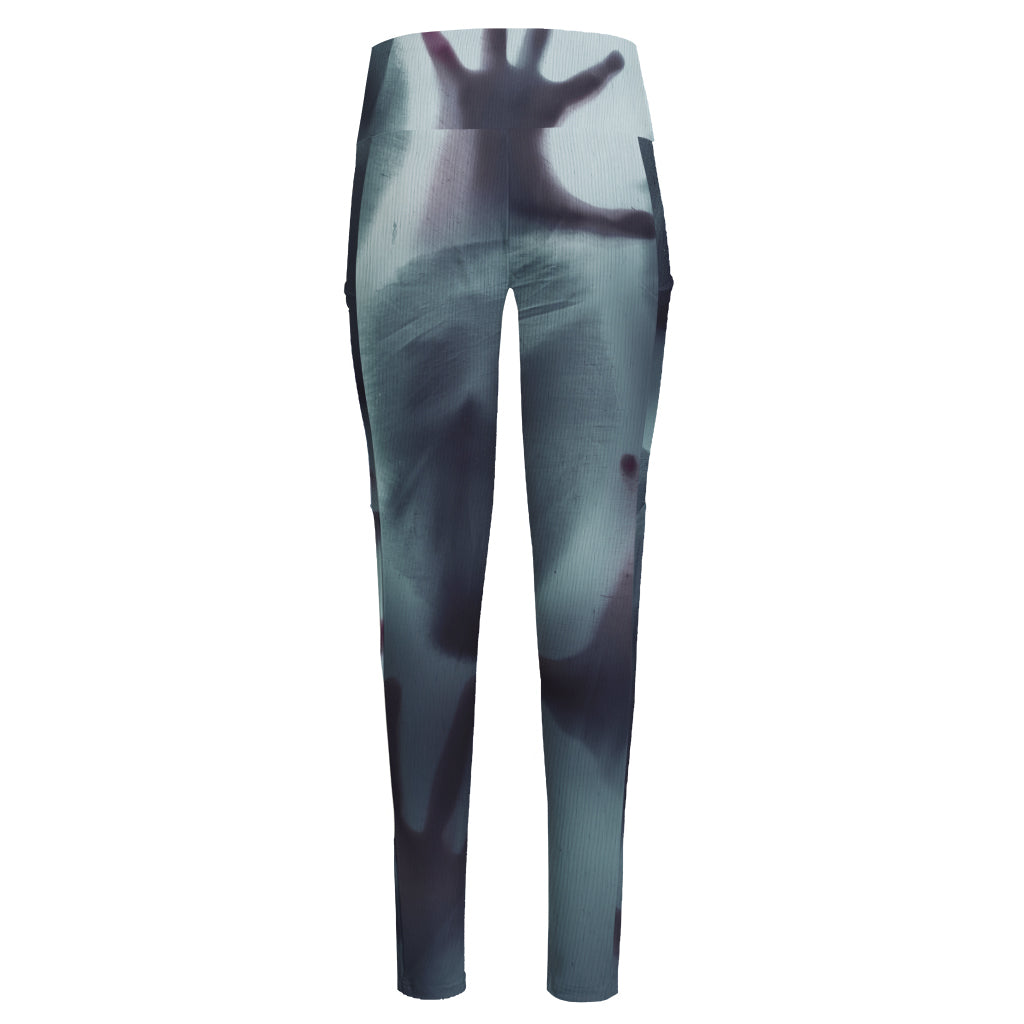 Screaming Horror Ghost 3D Print High-Waisted Pocket Leggings