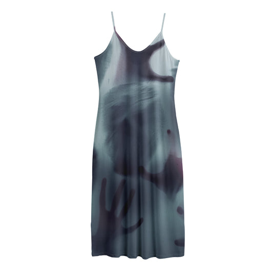 Screaming Horror Ghost 3D Print Jersey Midi Cami Dress