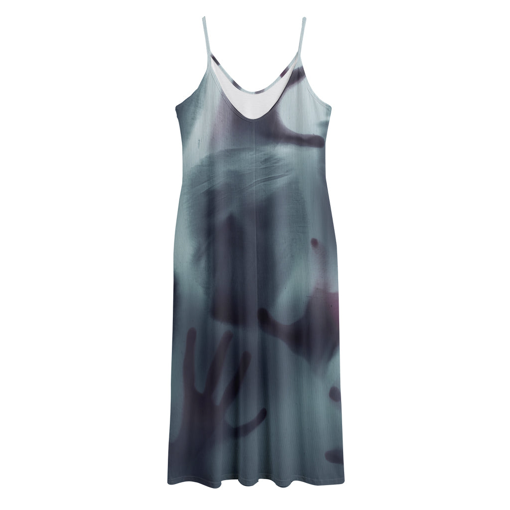 Screaming Horror Ghost 3D Print Jersey Midi Cami Dress