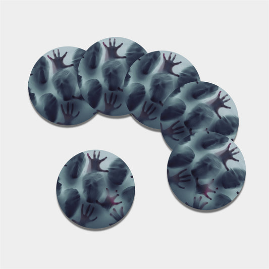 Screaming Horror Ghost 3D Print Leather Coaster Set