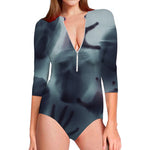Screaming Horror Ghost 3D Print Long Sleeve Swimsuit