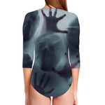 Screaming Horror Ghost 3D Print Long Sleeve Swimsuit