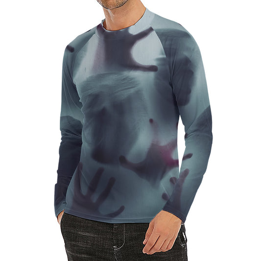 Screaming Horror Ghost 3D Print Men's Long Sleeve Rash Guard