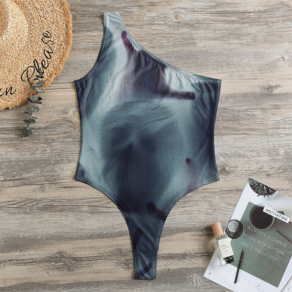 Screaming Horror Ghost 3D Print One Shoulder Bodysuit