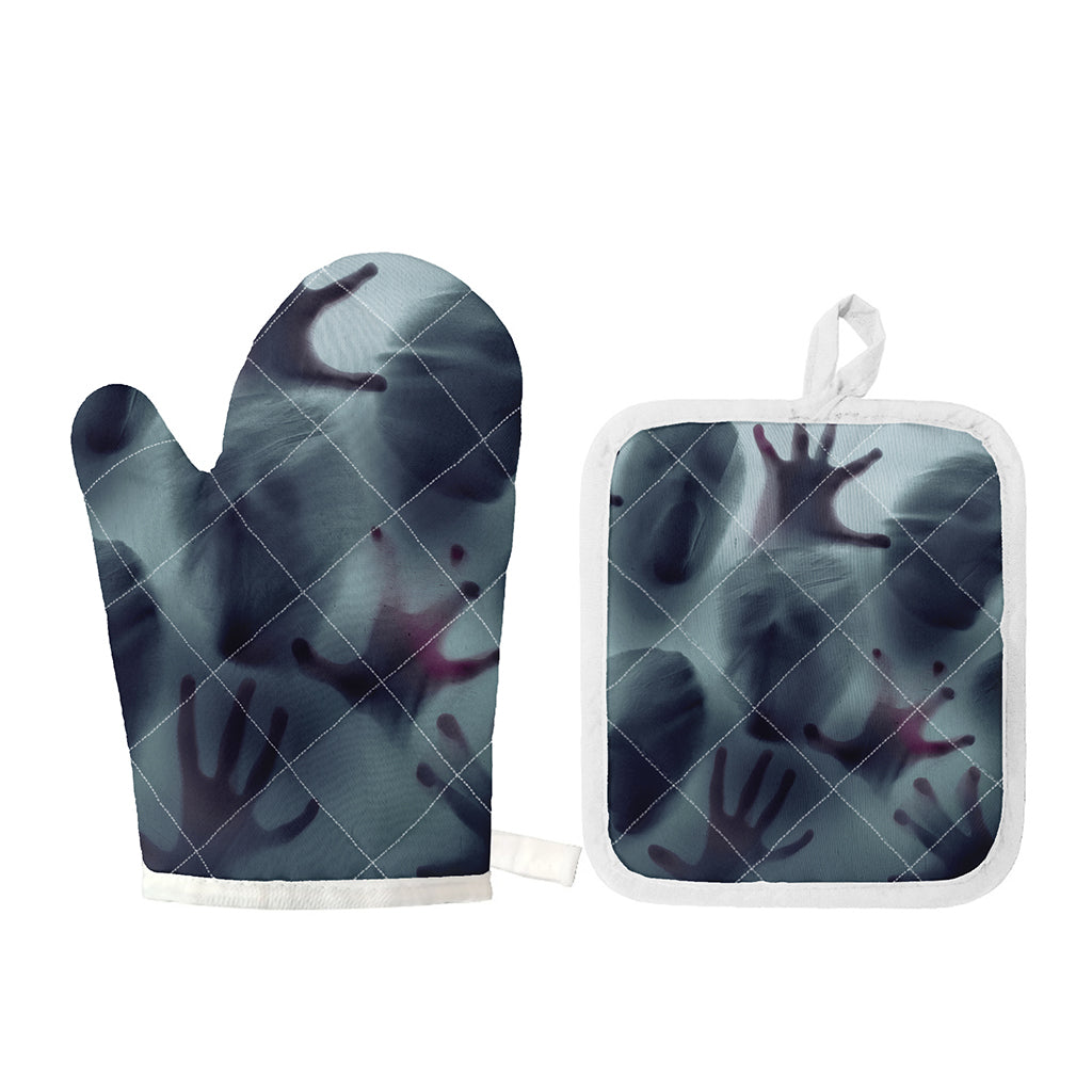 Screaming Horror Ghost 3D Print Oven Mitt And Pot Holder Set