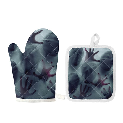 Screaming Horror Ghost 3D Print Oven Mitt And Pot Holder Set