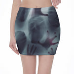 Screaming Horror Ghost 3D Print Pencil Mini Skirt