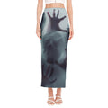 Screaming Horror Ghost 3D Print Side Slit Maxi Skirt