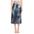 Screaming Horror Ghost 3D Print Side Slit Midi Skirt