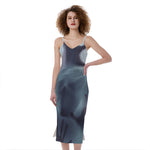 Screaming Horror Ghost 3D Print Slim Fit Midi Cami Dress