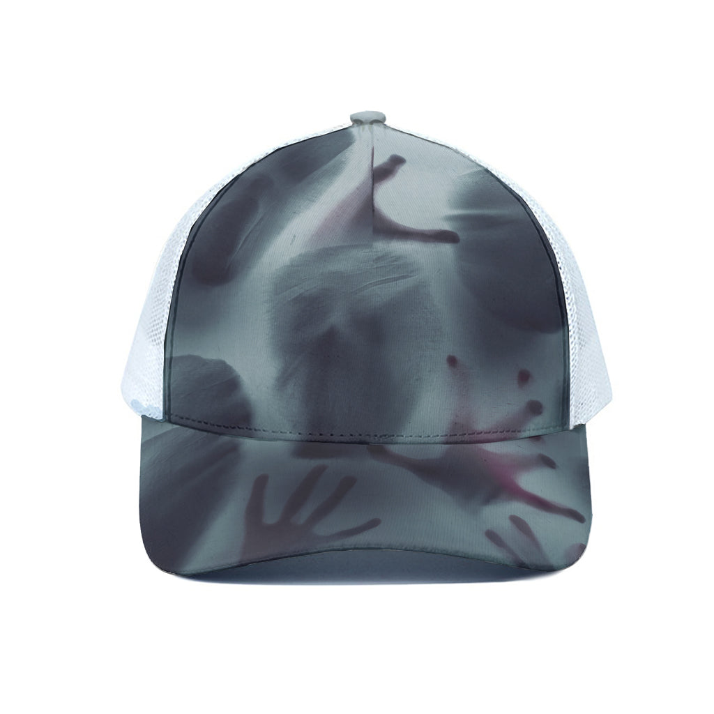 Screaming Horror Ghost 3D Print White Mesh Trucker Cap