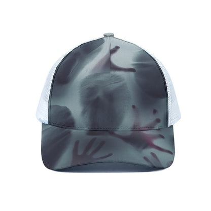 Screaming Horror Ghost 3D Print White Mesh Trucker Cap