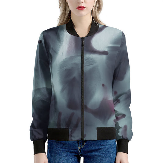 Screaming Horror Ghost 3D Print Women's Bomber Jacket