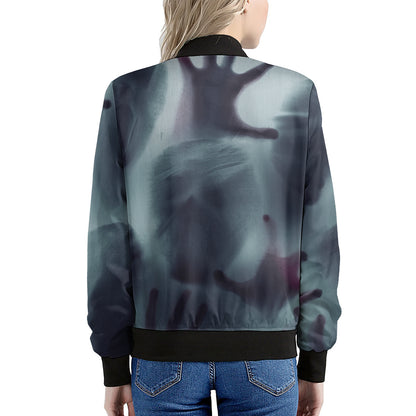 Screaming Horror Ghost 3D Print Women's Bomber Jacket