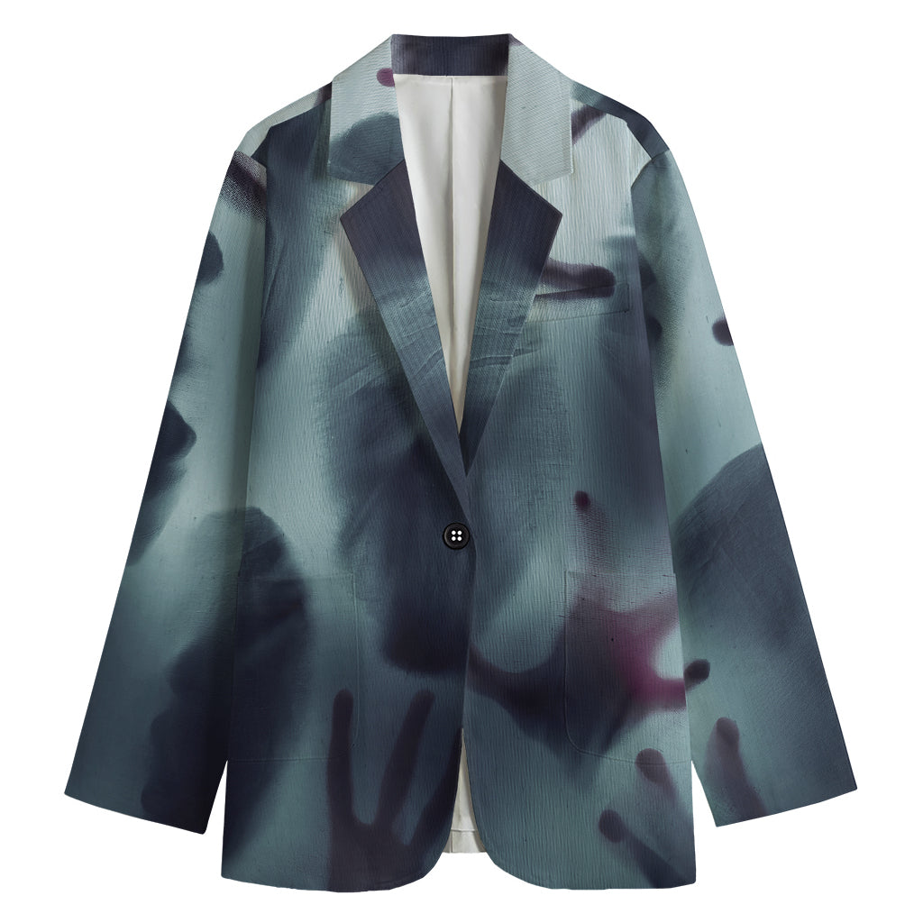 Screaming Horror Ghost 3D Print Women's Cotton Blazer