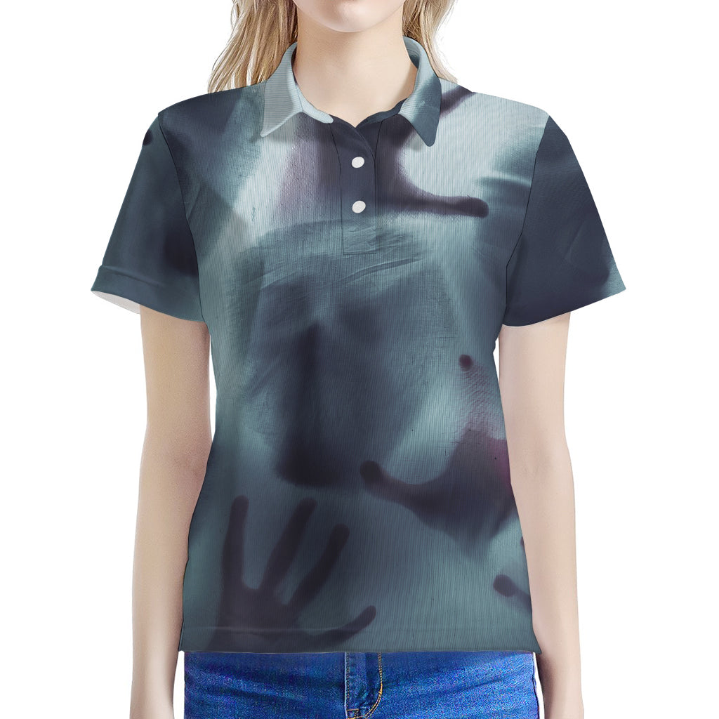 Screaming Horror Ghost 3D Print Women's Polo Shirt