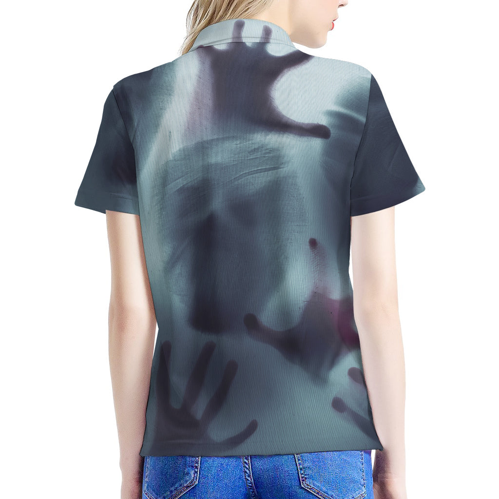 Screaming Horror Ghost 3D Print Women's Polo Shirt