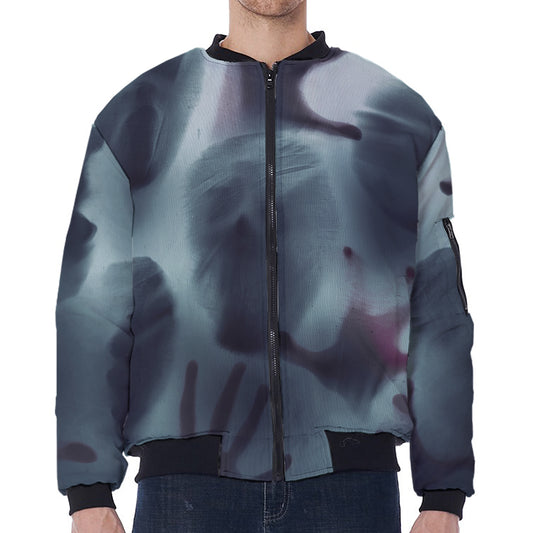 Screaming Horror Ghost 3D Print Zip Sleeve Bomber Jacket