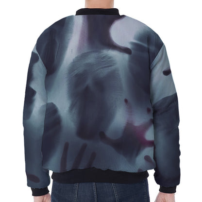 Screaming Horror Ghost 3D Print Zip Sleeve Bomber Jacket