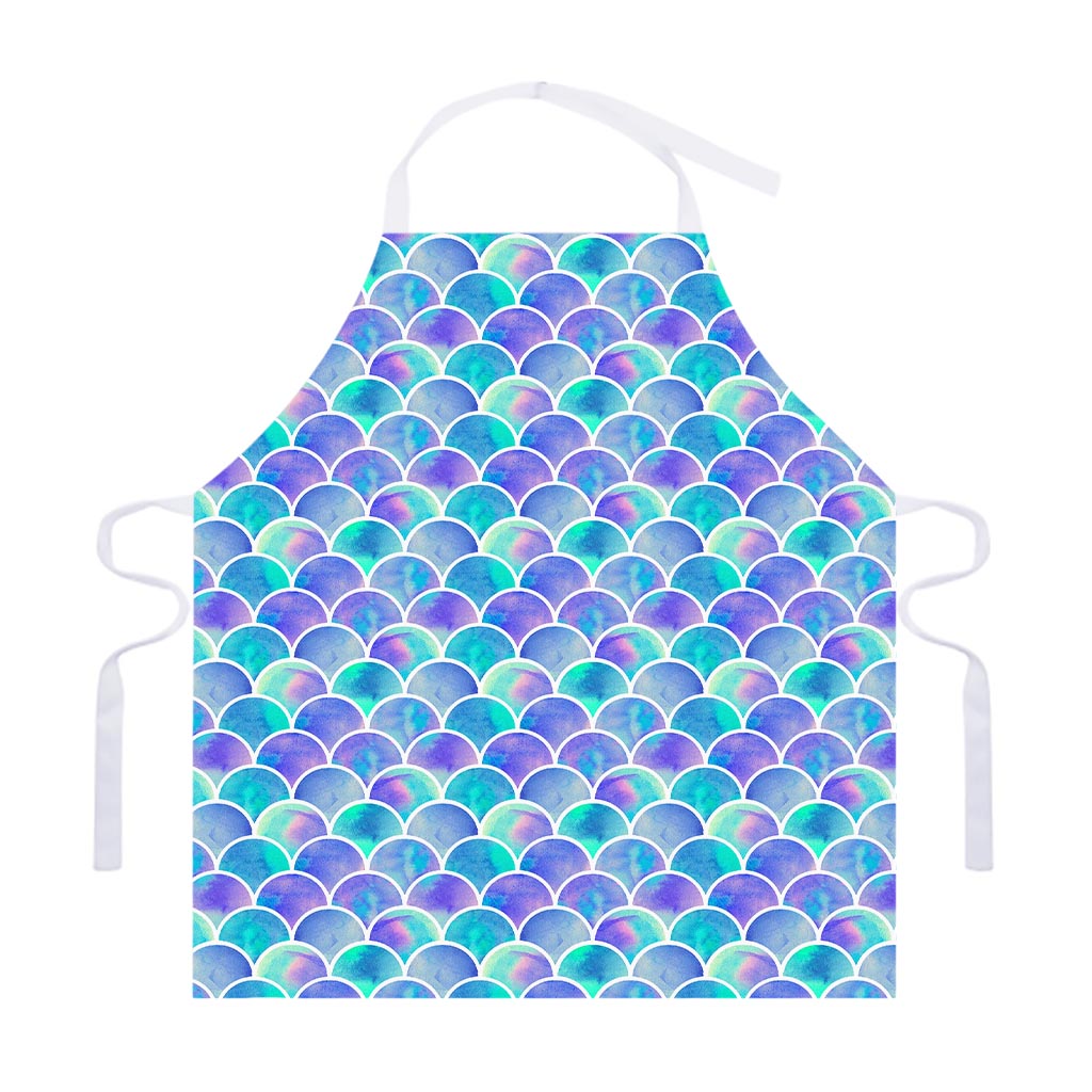 Sea Blue Mermaid Scales Pattern Print Adjustable Apron