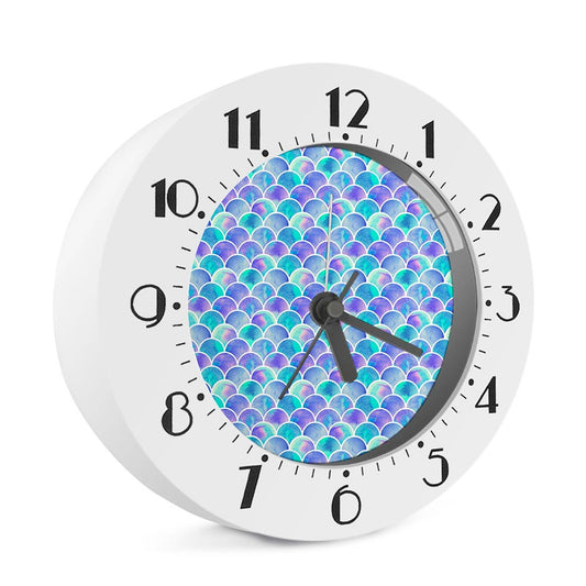 Sea Blue Mermaid Scales Pattern Print Alarm Clock