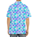 Sea Blue Mermaid Scales Pattern Print Aloha Shirt
