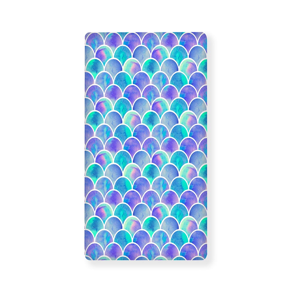 Sea Blue Mermaid Scales Pattern Print Baby Crib Sheet