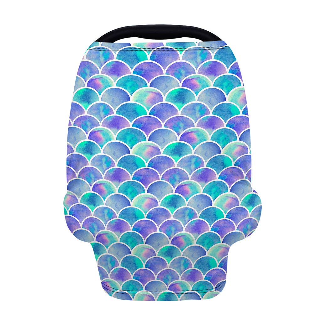 Sea Blue Mermaid Scales Pattern Print Baby Seat Cover