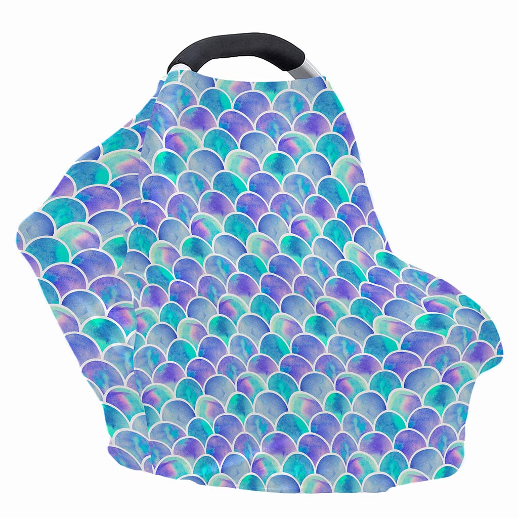 Sea Blue Mermaid Scales Pattern Print Baby Seat Cover