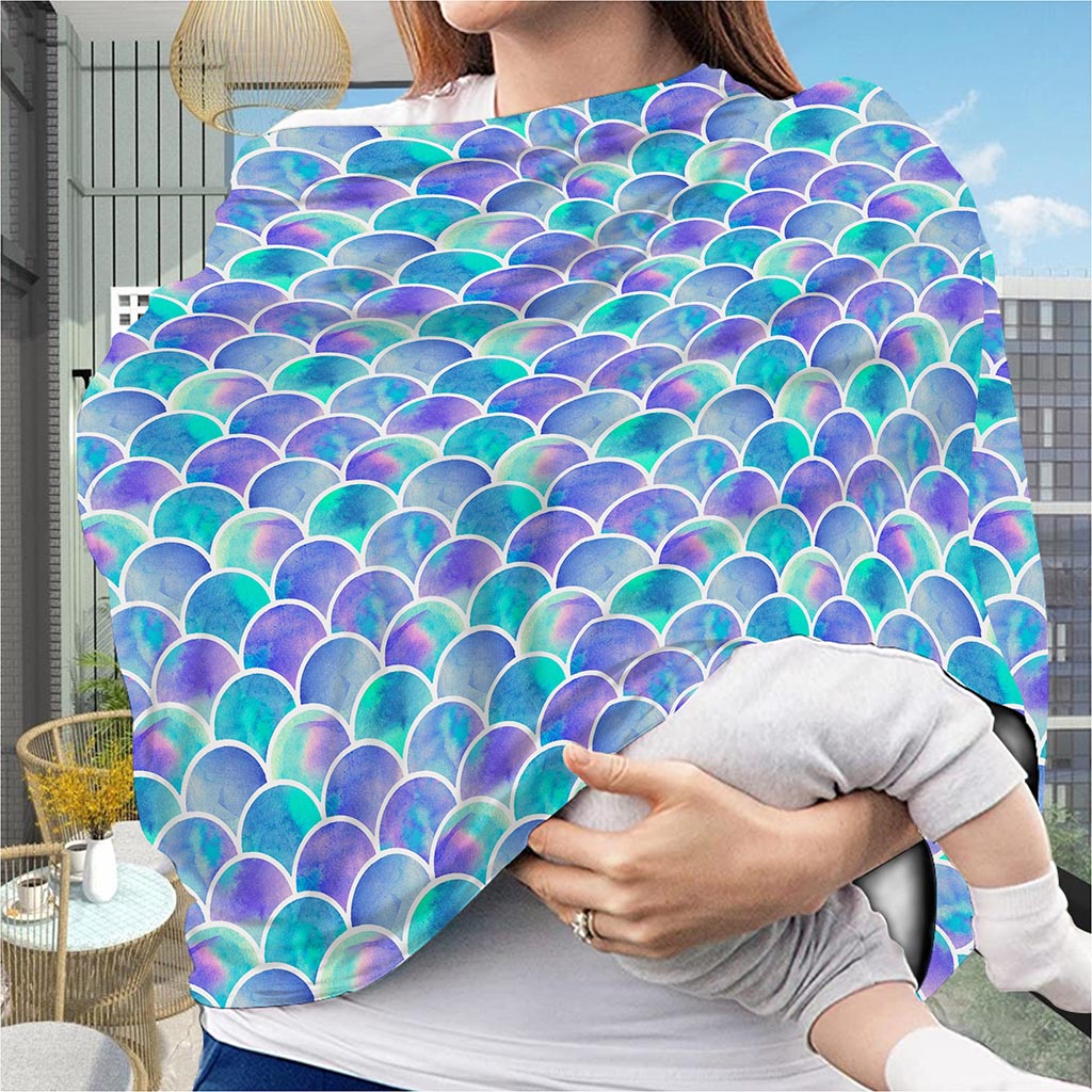Sea Blue Mermaid Scales Pattern Print Baby Seat Cover