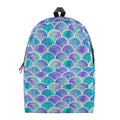 Sea Blue Mermaid Scales Pattern Print School Backpack