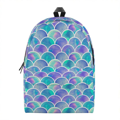 Sea Blue Mermaid Scales Pattern Print Backpack