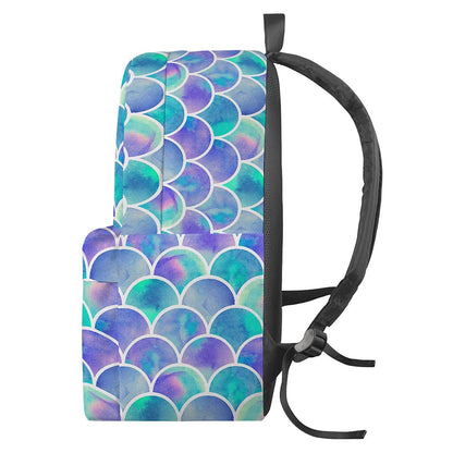 Sea Blue Mermaid Scales Pattern Print Backpack