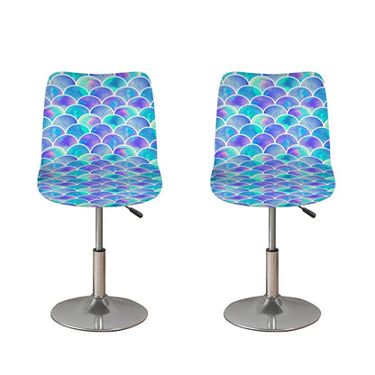 Sea Blue Mermaid Scales Pattern Print Bar Stool Covers